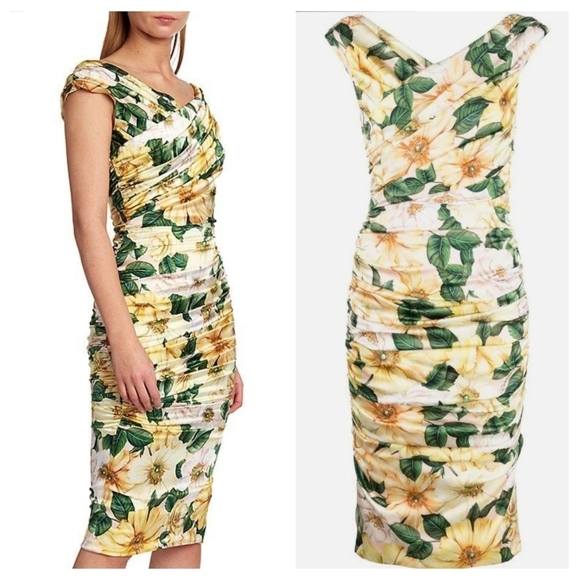 Dolce & Gabbana Dresses & Skirts - Dolce & Gabbana 2 38 Camellia Ruched Satin Silk Floral Dress